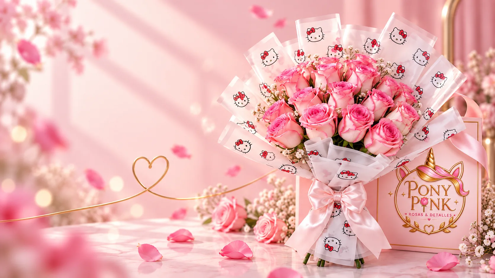 Portada actual de PonyPink: un ramo de rosas rosadas sobre un fondo floral